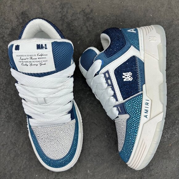 Amiri Crystal-Embellished Leather Sneakers - Picture 12 of 16